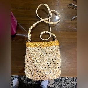 Blue Miami straw cross body bag EUC